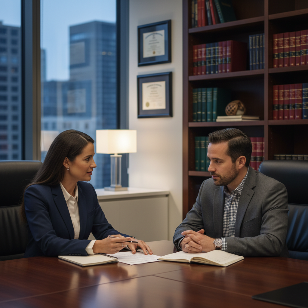 Attorney meeting with client